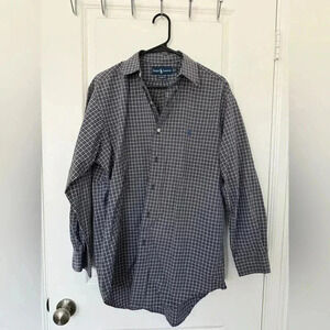 Ralph Lauren Moore Blue Plaid Pony Mens Long Sleeve Button Up Shirt Size XL